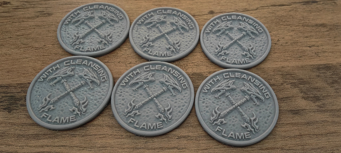 6 GrimDark 3d resin Objective markers - Salamanders