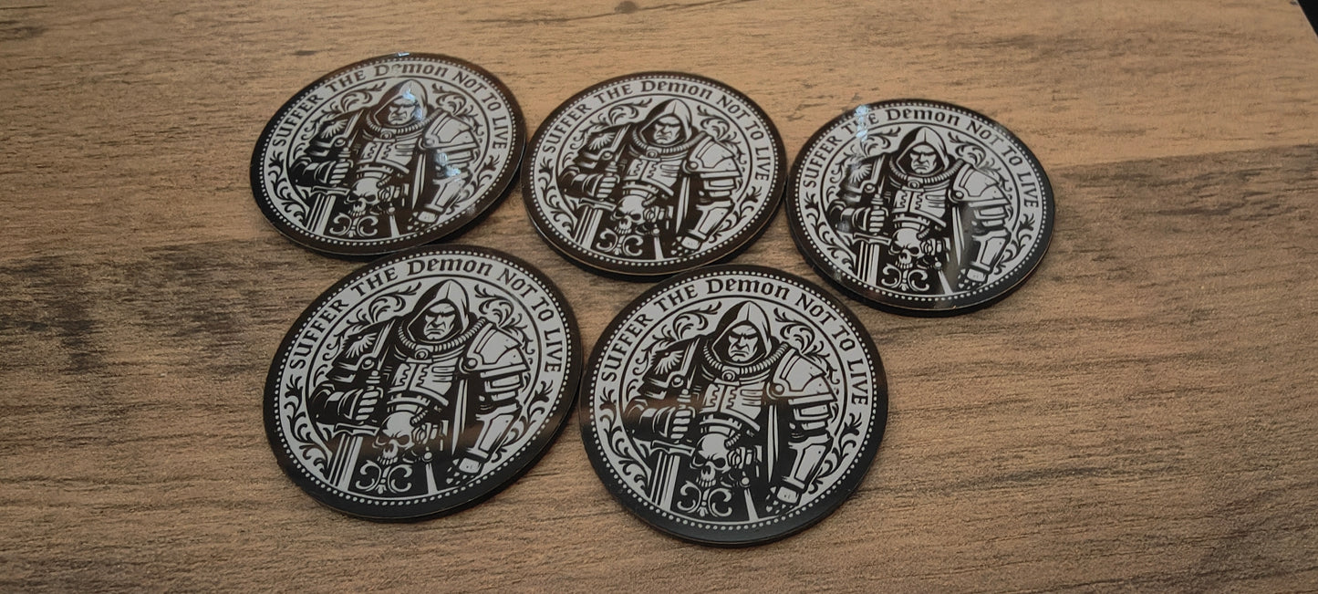 5 GrimDark Acrylic Objective markers - Inquisitor Demon Hunters